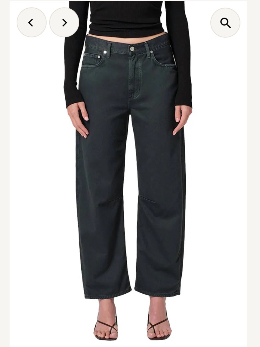 New Anthropologie Citizens Humanity Miro Barrel Horseshoe Washed Black Jeans 29